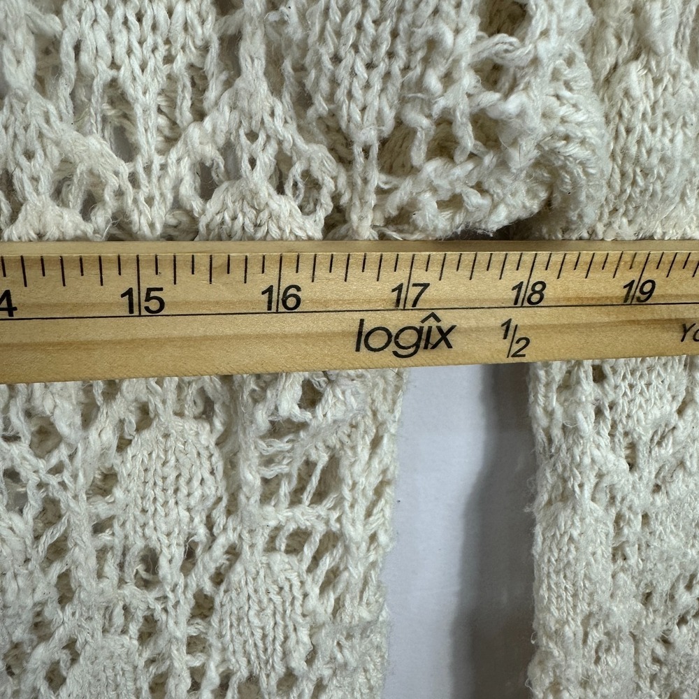 Flying Tomato Sweater M Cream Crochet Open Knit Boho Cottage Coastal Indie Layer - Picture 6 of 6